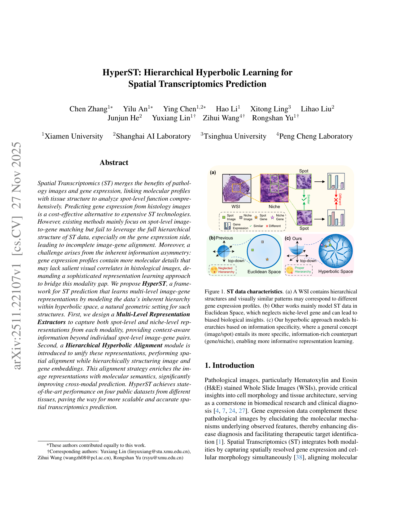 HyperST: Hierarchical Hyperbolic Learning for Spatial Transcriptomics Prediction